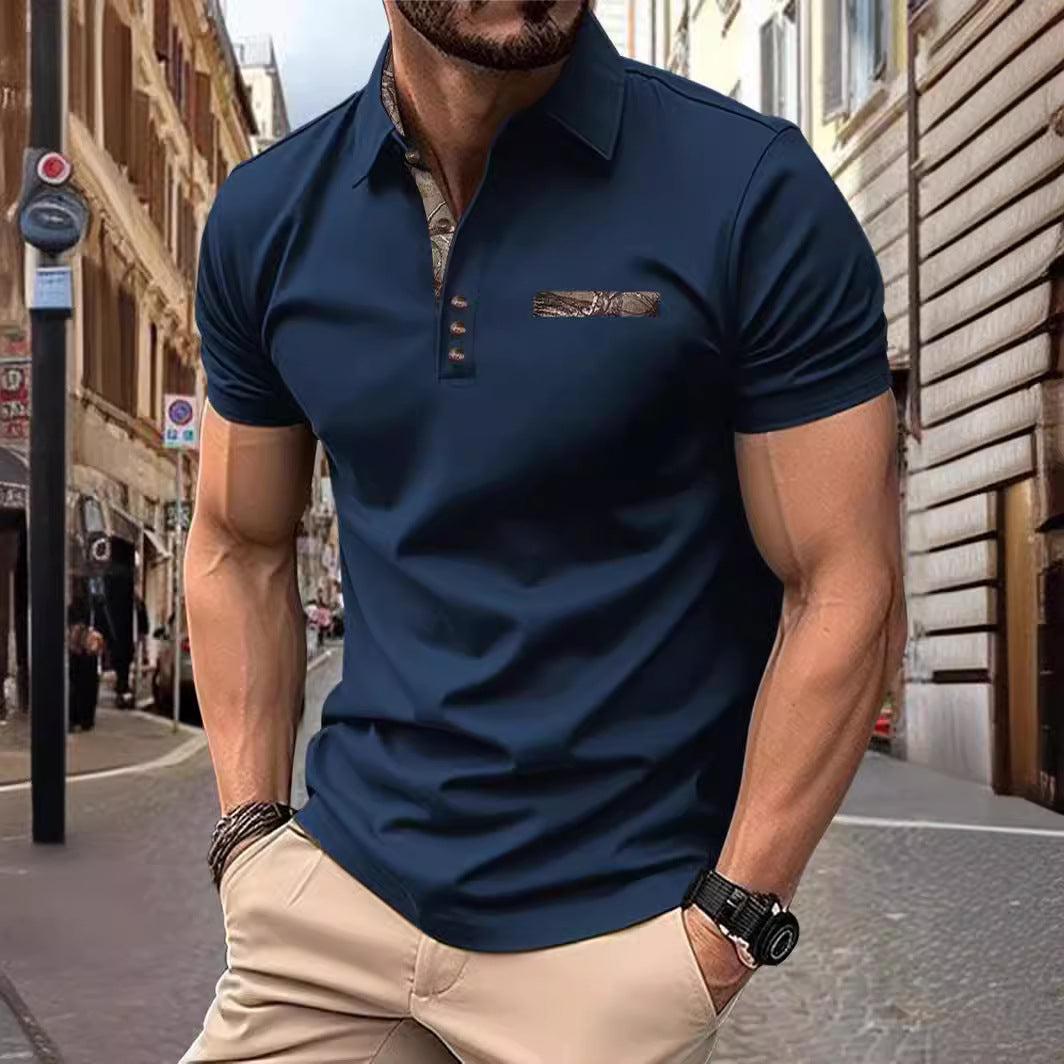 Herrens Poloshirt med stilig krage och modernt bröstfickdesign Mirla-Eva Jonsson