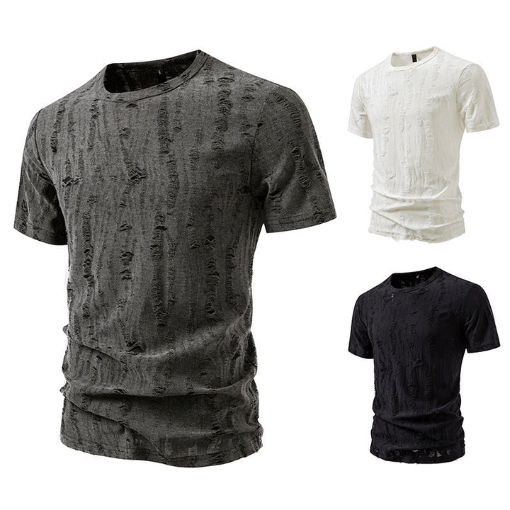 Herrens avkopplande t-shirt med strukturerad design och rund halsringning Mirla-Eva Jonsson