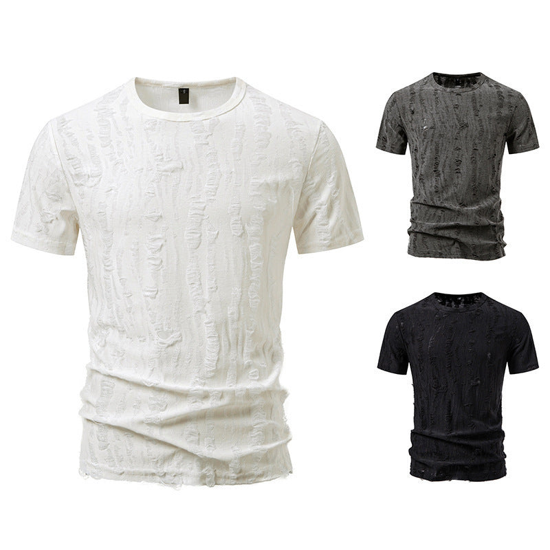Herrens avkopplande t-shirt med strukturerad design och rund halsringning Mirla-Eva Jonsson