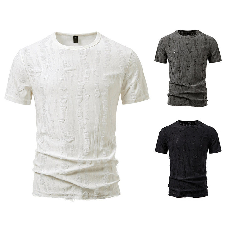Herrens avkopplande t-shirt med strukturerad design och rund halsringning Mirla-Eva Jonsson