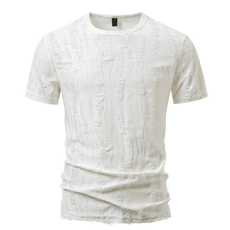 Herrens avkopplande t-shirt med strukturerad design och rund halsringning Mirla-Eva Jonsson