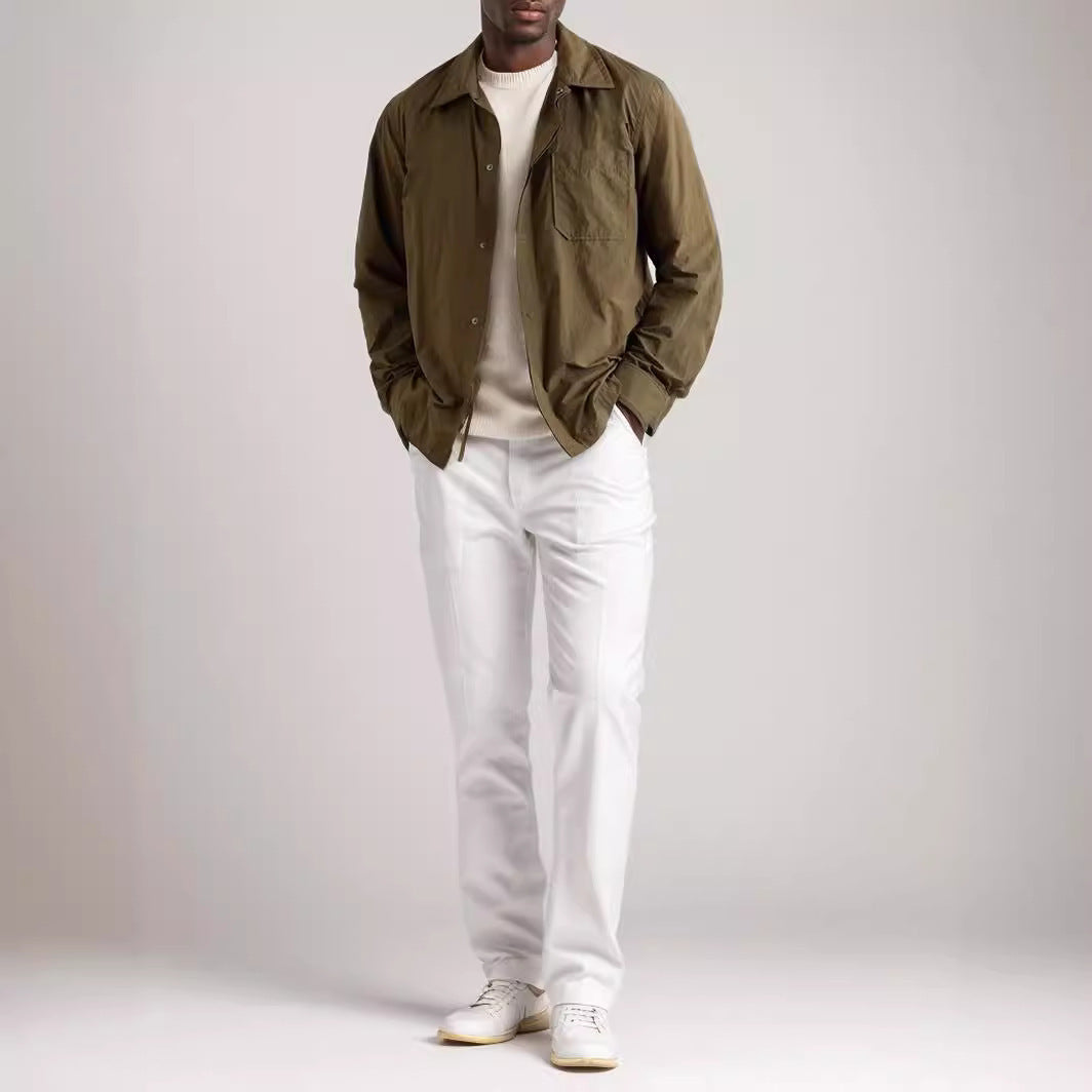 Herrens avslappnad bomullsjacka med strukturerat yttertyg Mirla-Eva Jonsson