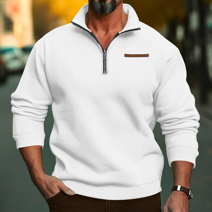 Herrens avslappnad hoodie med halv dragkedja och strukturerad design Eva Jonsson-Eva Jonsson
