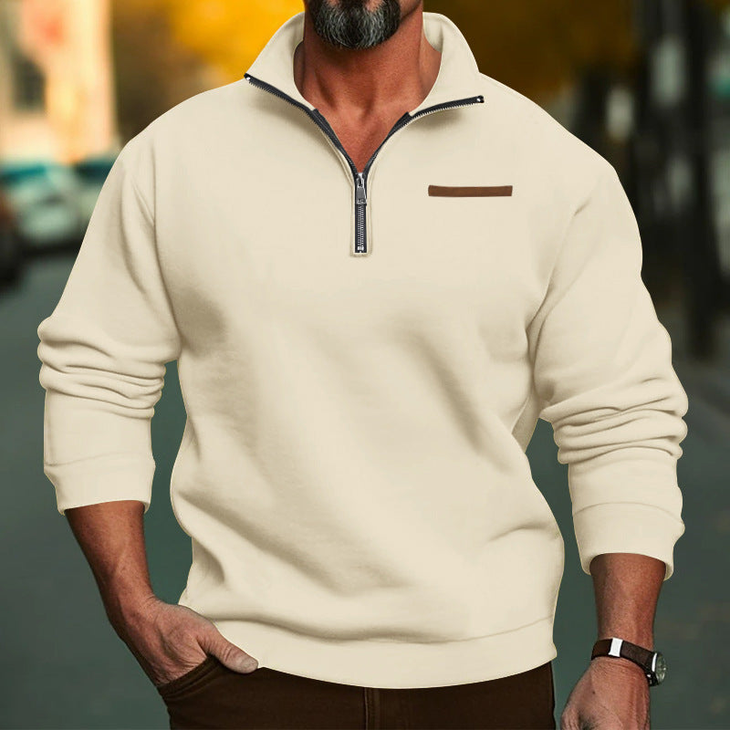 Herrens avslappnad hoodie med halv dragkedja och strukturerad design Eva Jonsson-Eva Jonsson