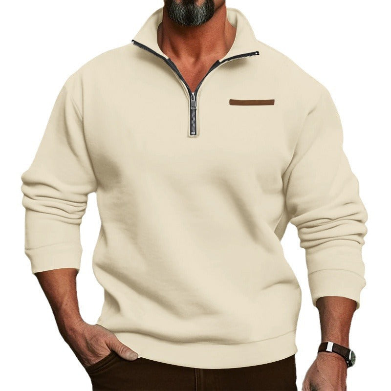 Herrens avslappnad hoodie med halv dragkedja och strukturerad design Eva Jonsson-Eva Jonsson