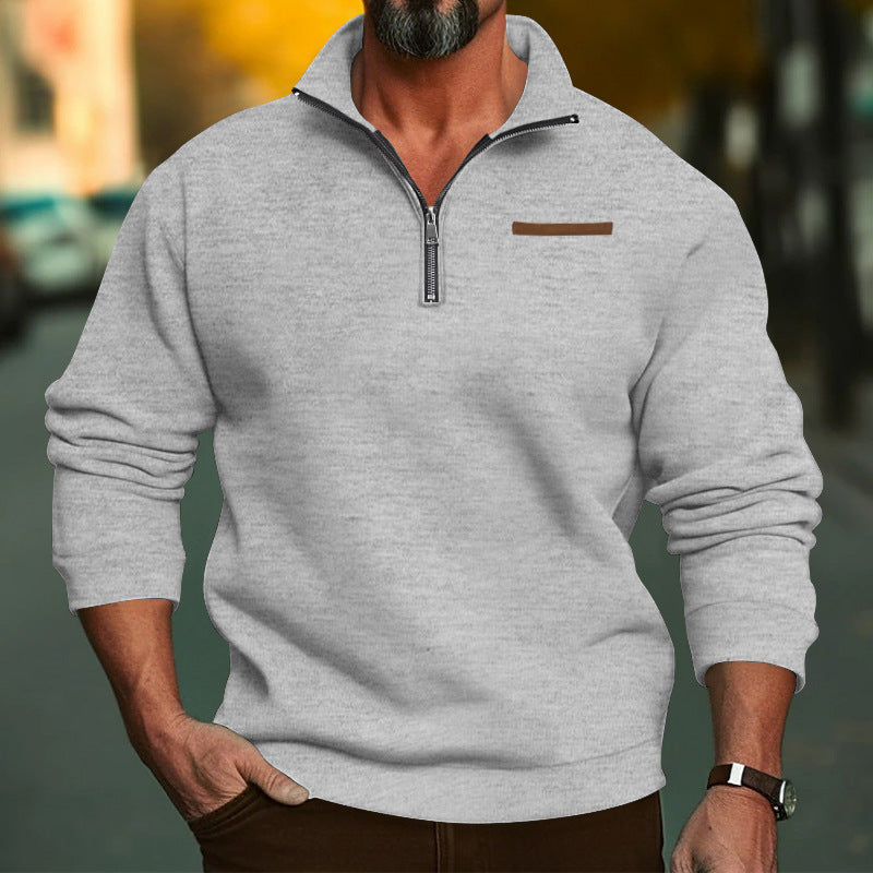 Herrens avslappnad hoodie med halv dragkedja och strukturerad design Mirla-Eva Jonsson