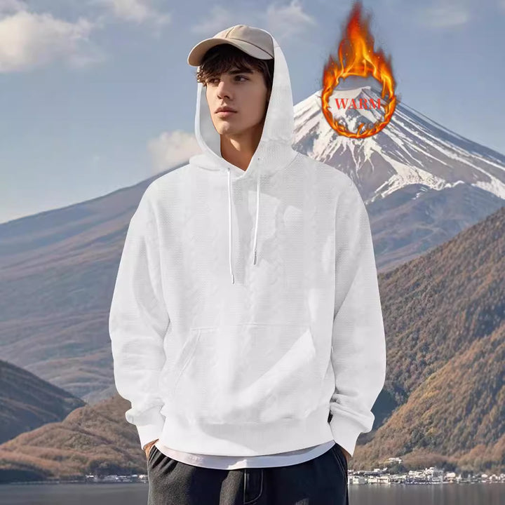 Herrens avslappnad hoodie med praktiska fickor och varmt fleecefoder Mirla-Eva Jonsson