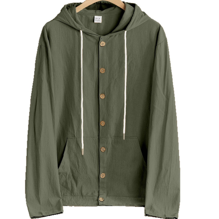 Herrens avslappnad hoodie med strukturerad design och träknappar Mirla-Eva Jonsson