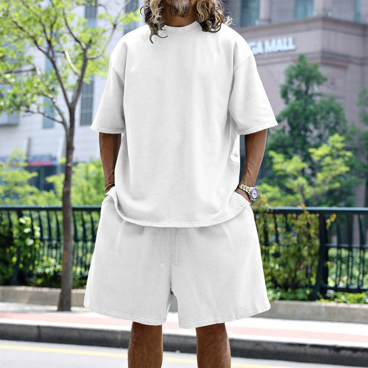Herrens avslappnad kortärmad set av bekväma bomullstextilier Mirla-Eva Jonsson