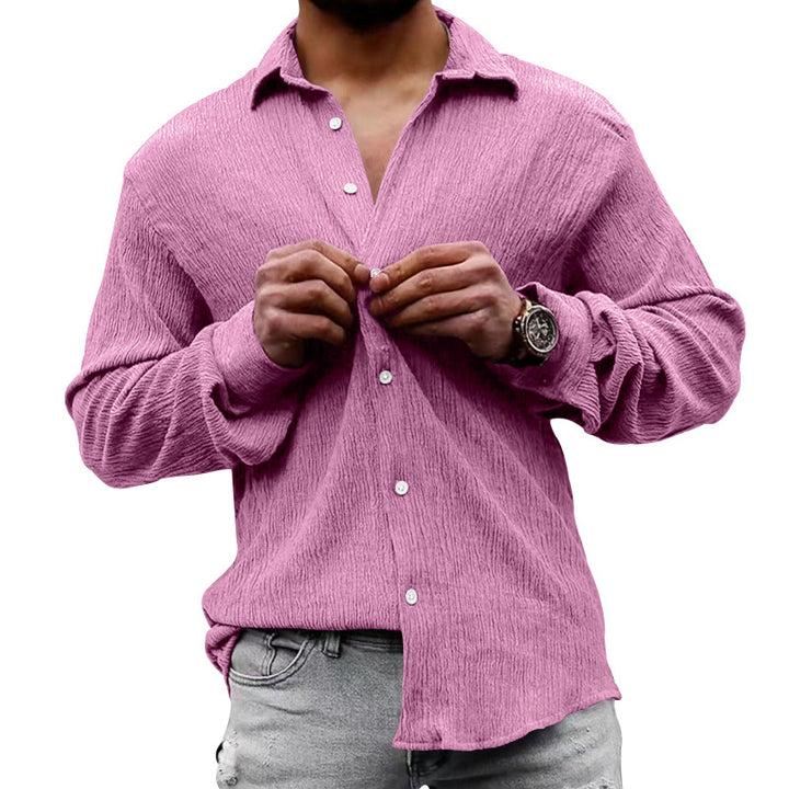 Herrens avslappnad långärmad skjorta med strukturerad yta Mirla-Eva Jonsson