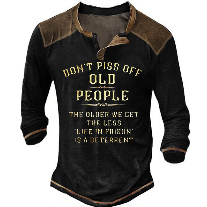 Herrens avslappnad långärmad t-shirt med originellt tryck Eva Jonsson-Eva Jonsson