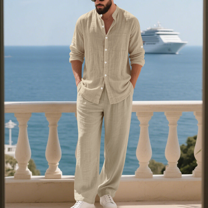 Herrens avslappnad linsskjorta med praktisk knappslå och bekväm passform Mirla-Eva Jonsson