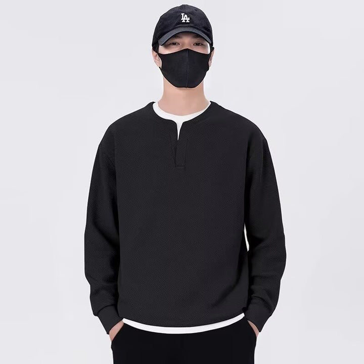 Herrens avslappnad sweatshirt med modern ståkrage och högkvalitativ textur Eva Jonsson-Eva Jonsson
