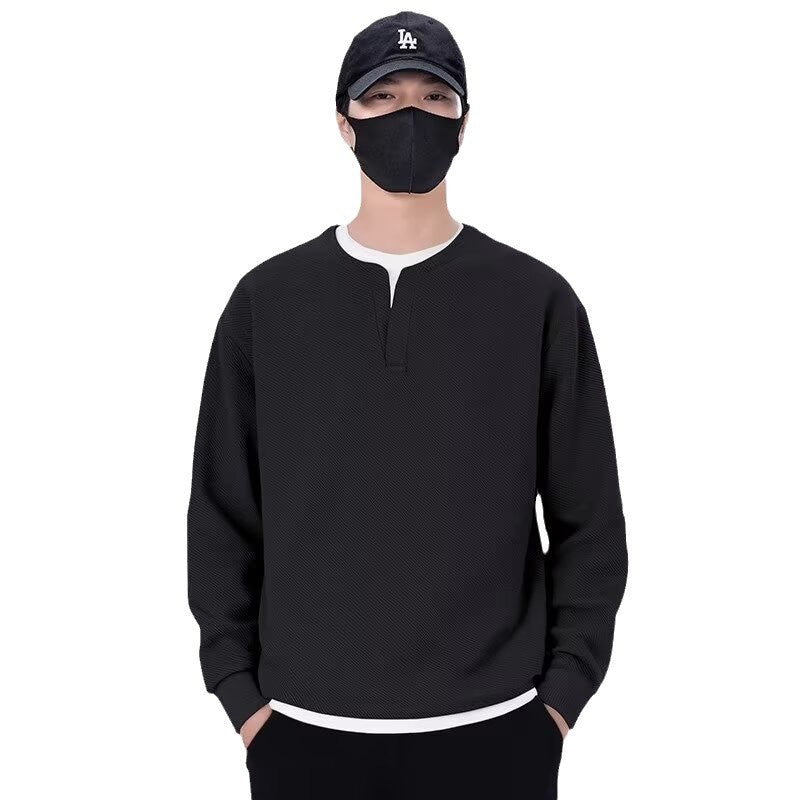 Herrens avslappnad sweatshirt med modern ståkrage och högkvalitativ textur Eva Jonsson-Eva Jonsson