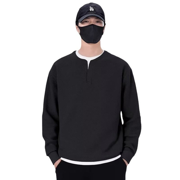 Herrens avslappnad sweatshirt med modern ståkrage och högkvalitativ textur Eva Jonsson-Eva Jonsson