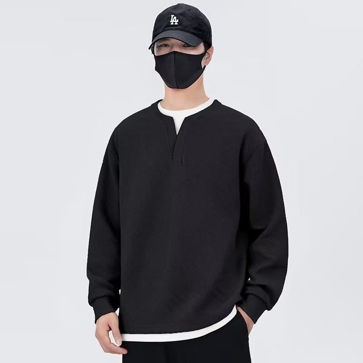 Herrens avslappnad sweatshirt med modern ståkrage och högkvalitativ textur Mirla-Eva Jonsson