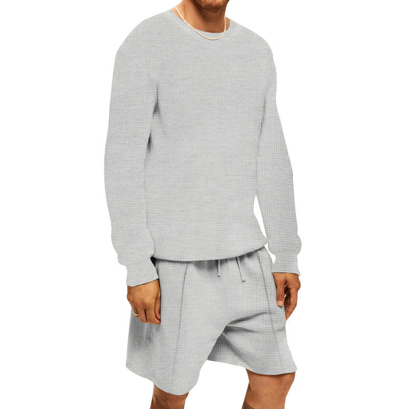 Herrens avslappnad sweatshirt- och shorts-set med strukturerad design Eva Jonsson-Eva Jonsson