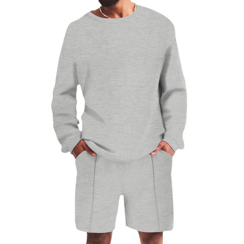 Herrens avslappnad sweatshirt- och shorts-set med strukturerad design Eva Jonsson-Eva Jonsson