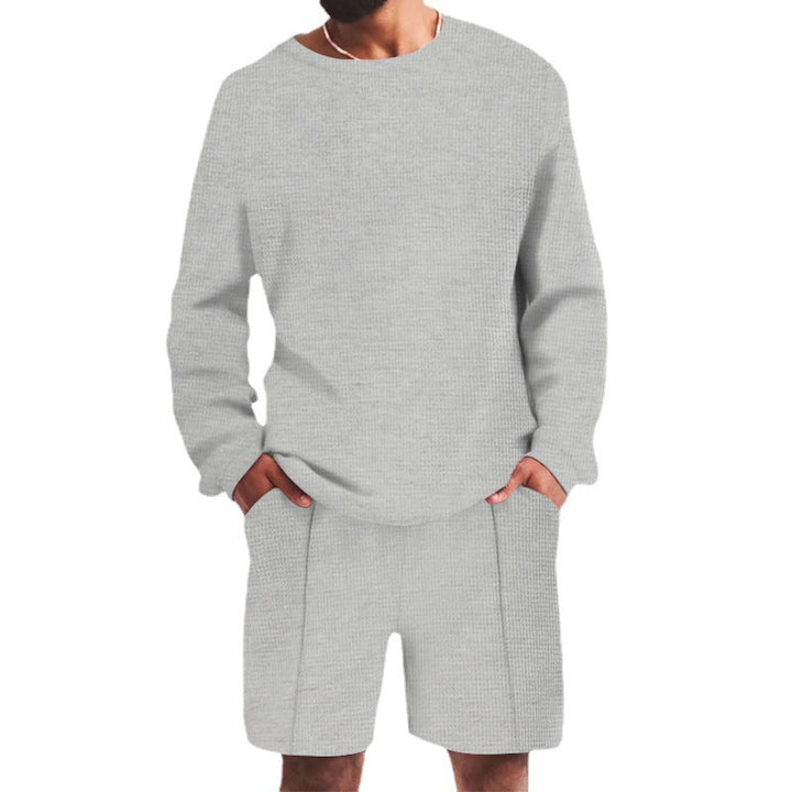 Herrens avslappnad sweatshirt- och shorts-set med strukturerad design Eva Jonsson-Eva Jonsson