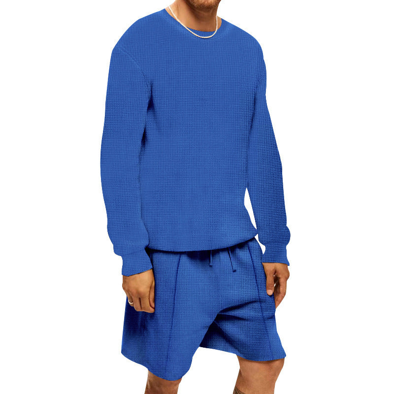 Herrens avslappnad sweatshirt- och shorts-set med strukturerad design Eva Jonsson-Eva Jonsson