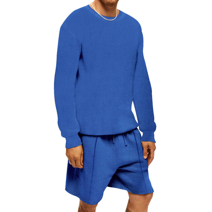Herrens avslappnad sweatshirt- och shorts-set med strukturerad design Eva Jonsson-Eva Jonsson