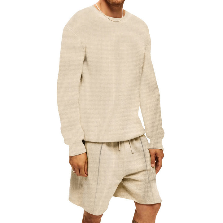 Herrens avslappnad sweatshirt- och shorts-set med strukturerad design Eva Jonsson-Eva Jonsson