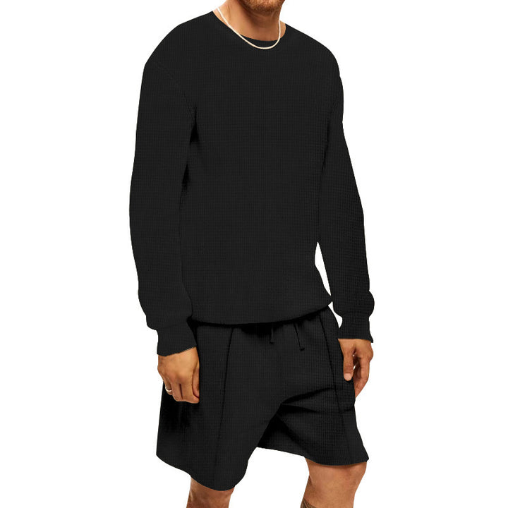Herrens avslappnad sweatshirt- och shorts-set med strukturerad design Eva Jonsson-Eva Jonsson