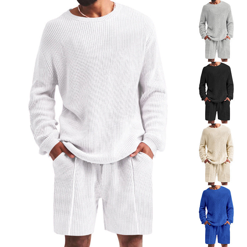 Herrens avslappnad sweatshirt- och shorts-set med strukturerad design Eva Jonsson-Eva Jonsson