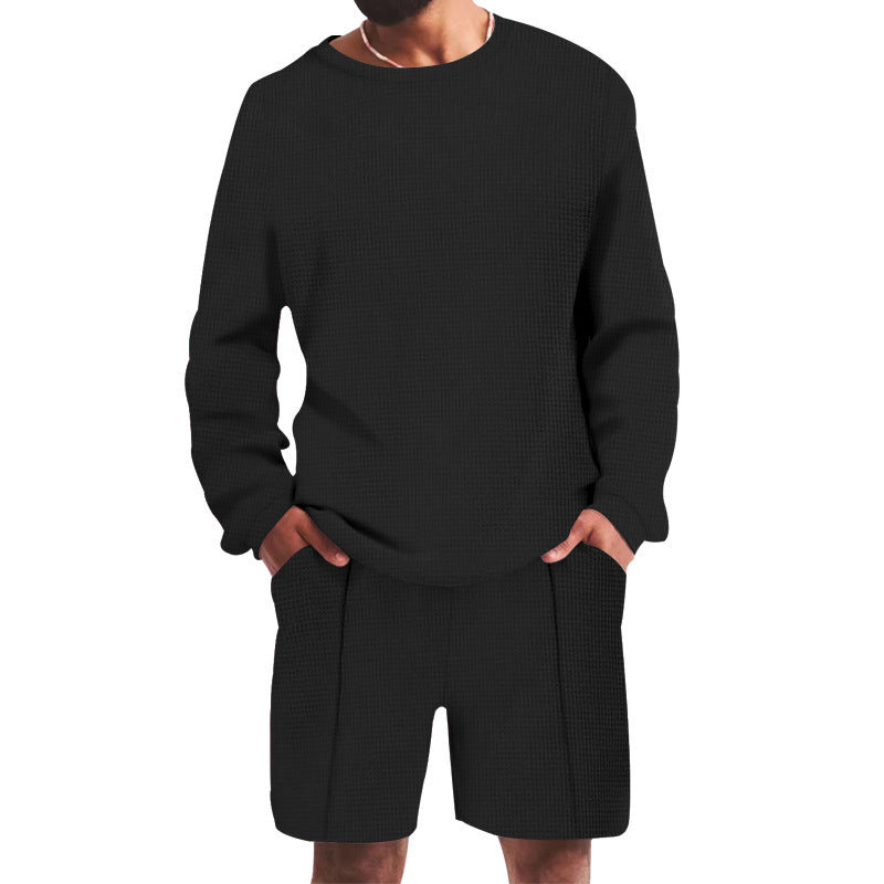 Herrens avslappnad sweatshirt- och shorts-set med strukturerad design Mirla-Eva Jonsson