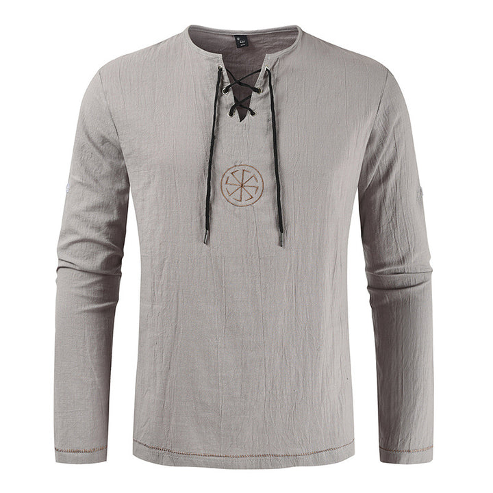 Herrens avslappnade långärmad t-shirt med romantisk snördesign Eva Jonsson-Eva Jonsson