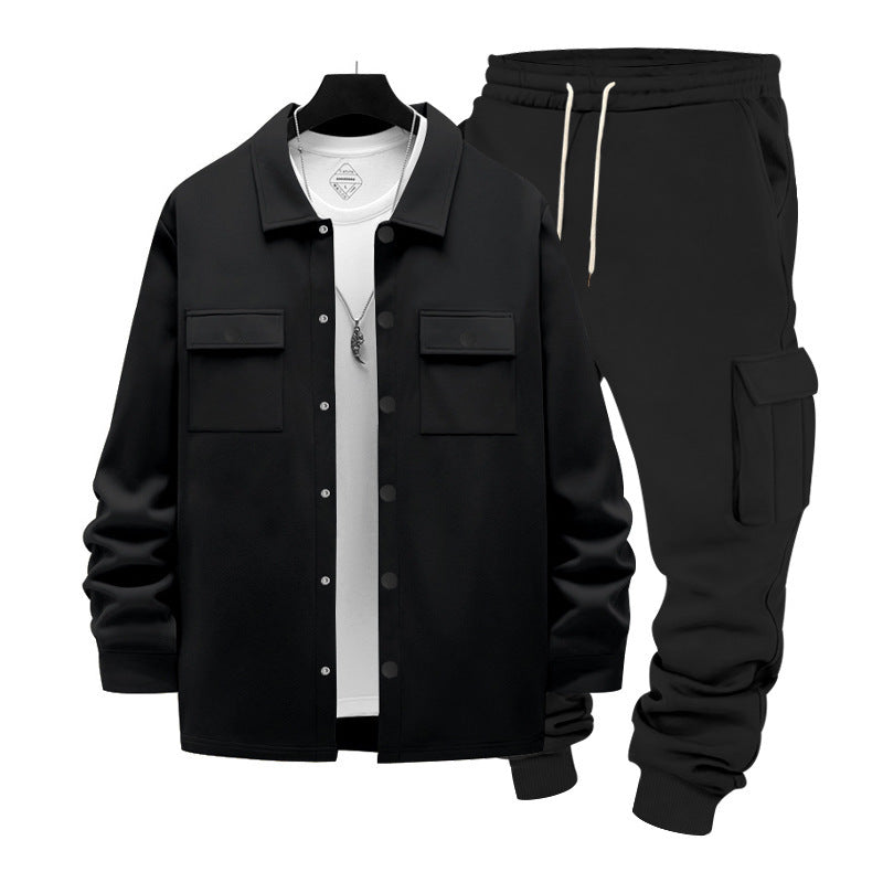 Herrens avslappnade overshirt med cargo-joggingbyxor Mirla-Eva Jonsson