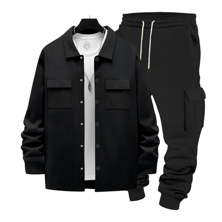 Herrens avslappnade overshirt med cargo-joggingbyxor Mirla-Eva Jonsson