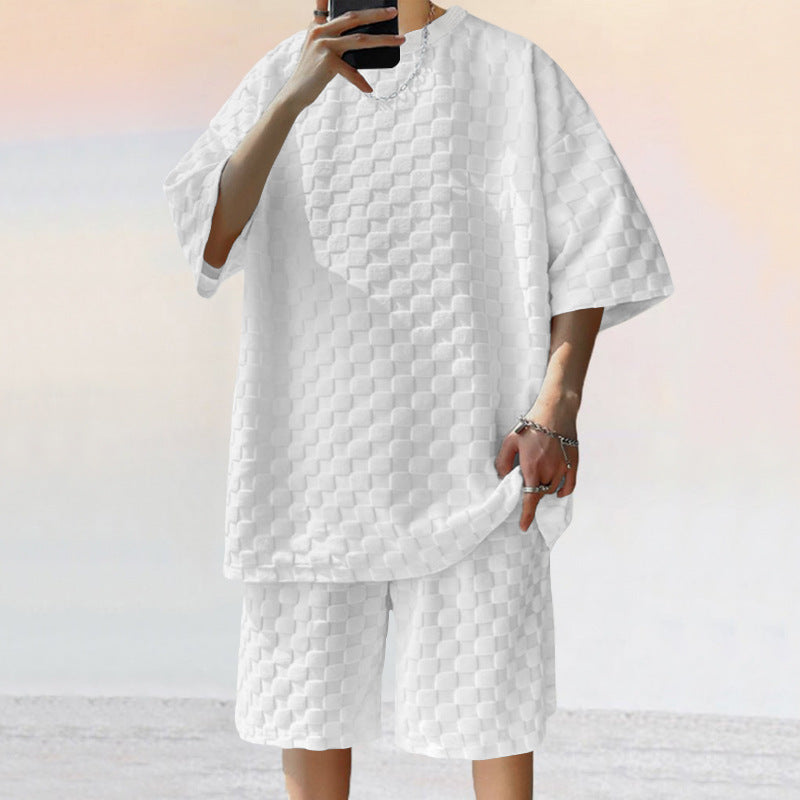 Herrens avslappnade set av strukturerad topp och shorts Mirla-Eva Jonsson