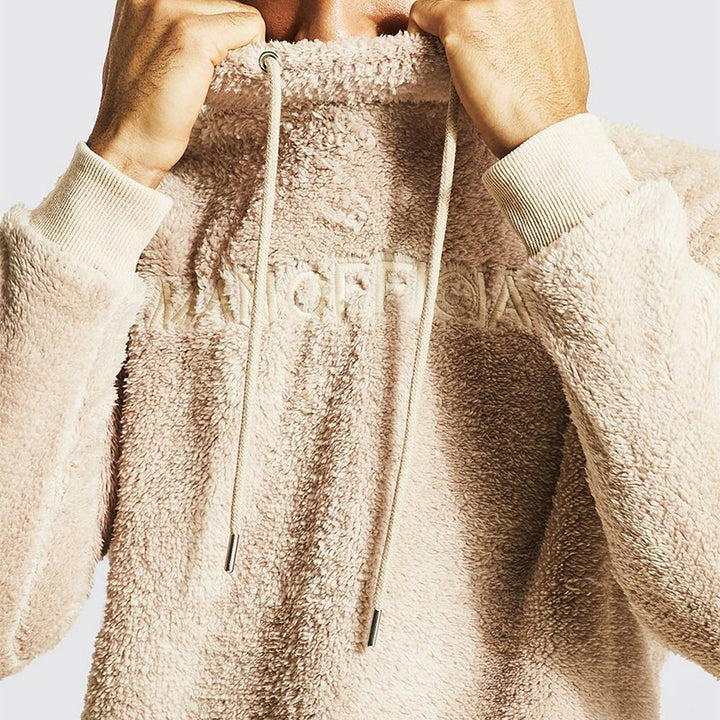 Herrens bekväm fleece-tröja med hög krage och dragsko Mirla-Eva Jonsson