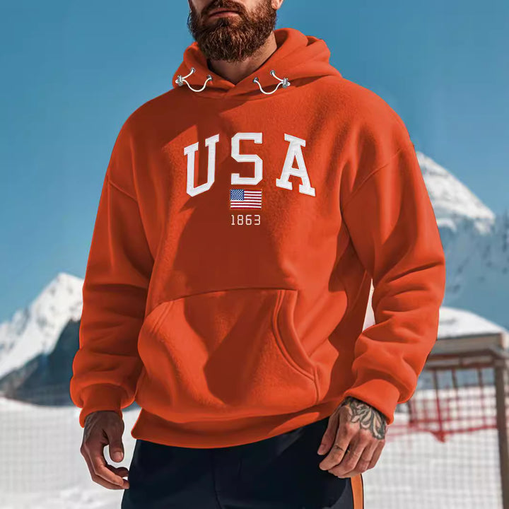 Herrens bekväm hoodie med sportig text Mirla-Eva Jonsson