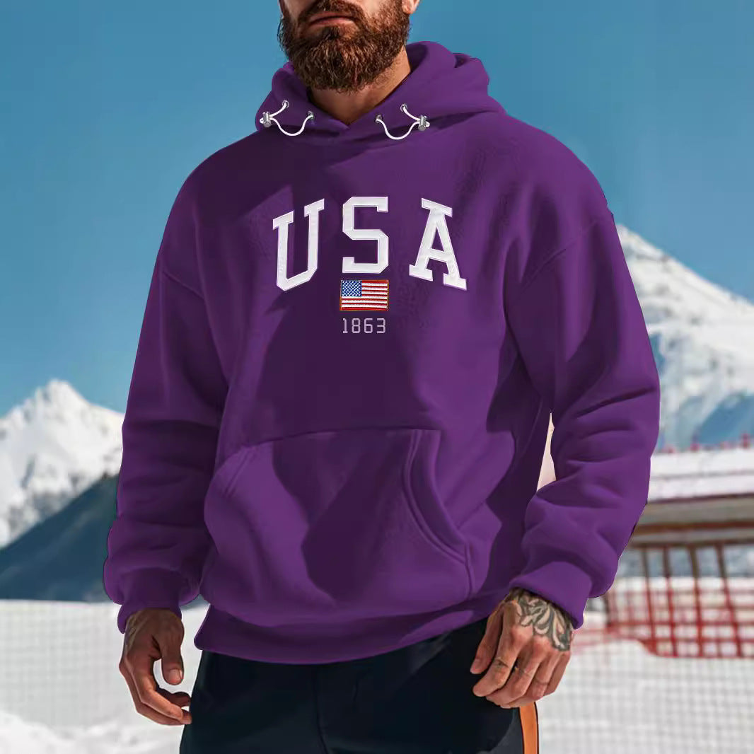 Herrens bekväm hoodie med sportig text Mirla-Eva Jonsson