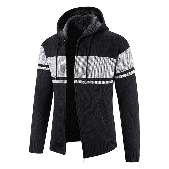 Herrens cardigan med huva och strukturerad design Mirla-Eva Jonsson