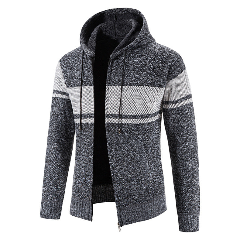 Herrens cardigan med huva och strukturerad design Mirla-Eva Jonsson