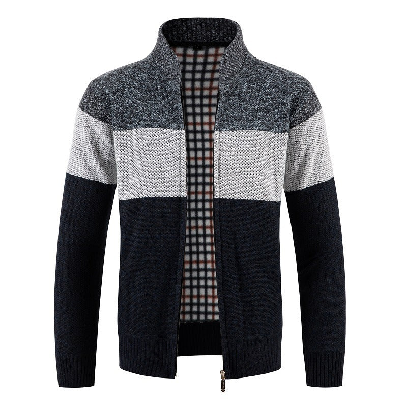 Herrens cardigan med modern färgblockdesign och mysigt innerfoder Eva Jonsson-Eva Jonsson