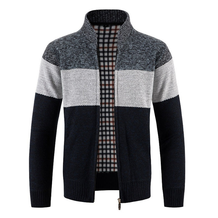 Herrens cardigan med modern färgblockdesign och mysigt innerfoder Eva Jonsson-Eva Jonsson