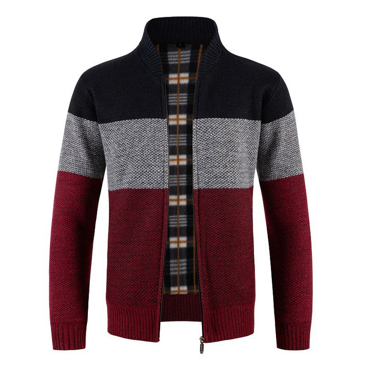Herrens cardigan med modern färgblockdesign och mysigt innerfoder Eva Jonsson-Eva Jonsson