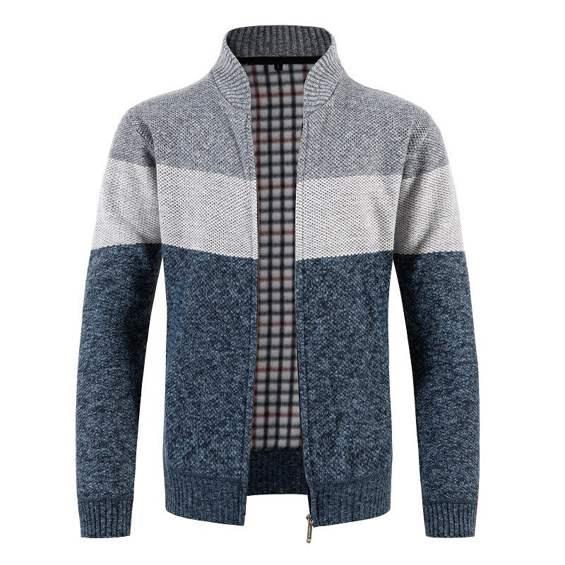 Herrens cardigan med modern färgblockdesign och mysigt innerfoder Eva Jonsson-Eva Jonsson