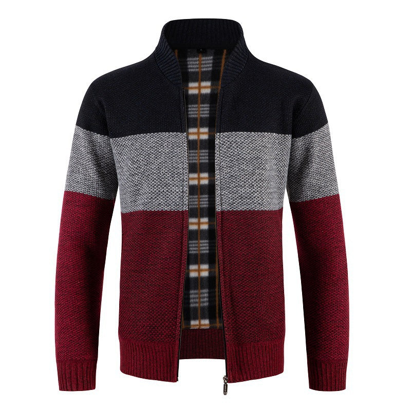 Herrens cardigan med modern färgblockdesign och mysigt innerfoder Eva Jonsson-Eva Jonsson