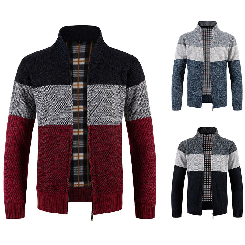 Herrens cardigan med modern färgblockdesign och mysigt innerfoder Eva Jonsson-Eva Jonsson
