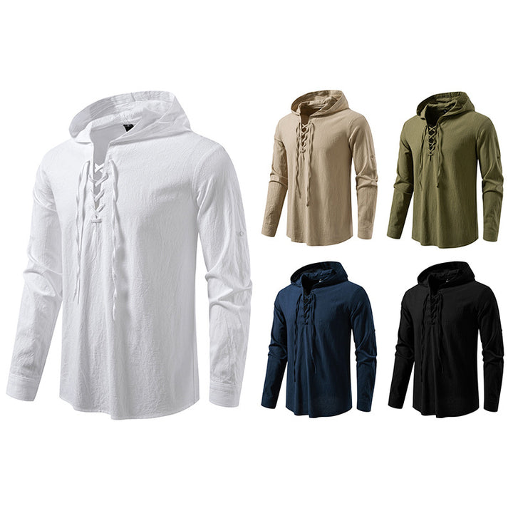 Herrens casual hooded shirt with modern lacing design Mirla-Eva Jonsson