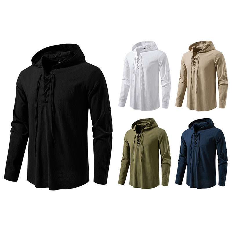 Herrens casual hooded shirt with modern lacing design Mirla-Eva Jonsson