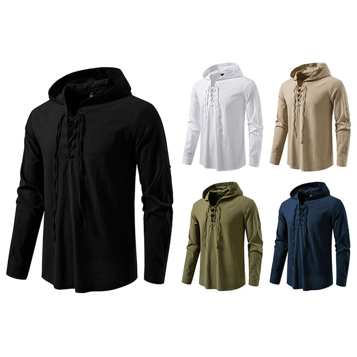 Herrens casual hooded shirt with modern lacing design Mirla-Eva Jonsson