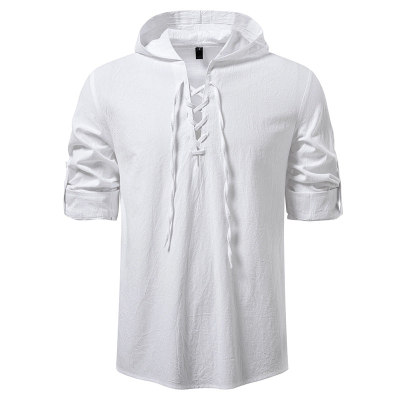 Herrens casual hooded shirt with modern lacing design Mirla-Eva Jonsson