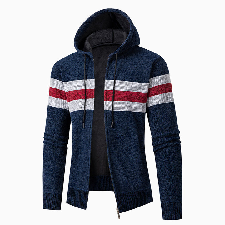 Herrens casual hoodie cardigan med kontraststripes Eva Jonsson-Eva Jonsson