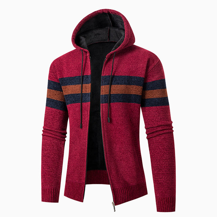 Herrens casual hoodie cardigan med kontraststripes Eva Jonsson-Eva Jonsson